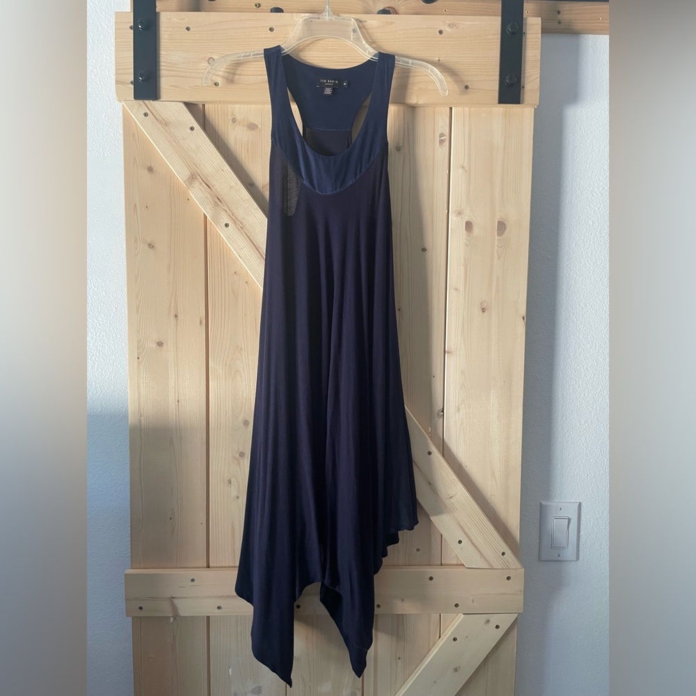 Ted Baker Modal Silk Racerback Tunic US Size 2 Color Navy Blue